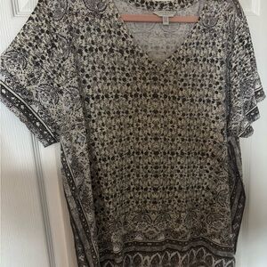Lucky Brand Elegant Black and White Patterned Women's Top